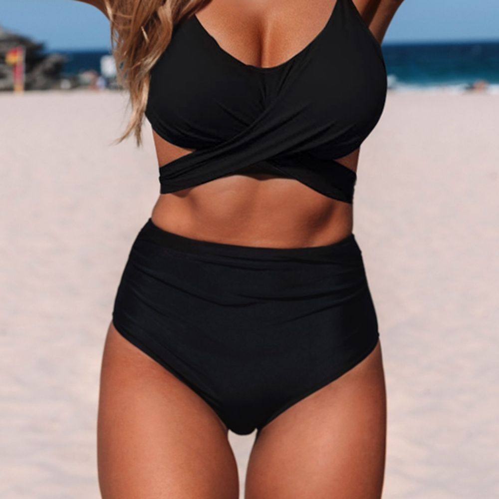 New Beachsissi Ribbed High Rise Minimalist Cheeky Cut Bikini Bottoms in Black L